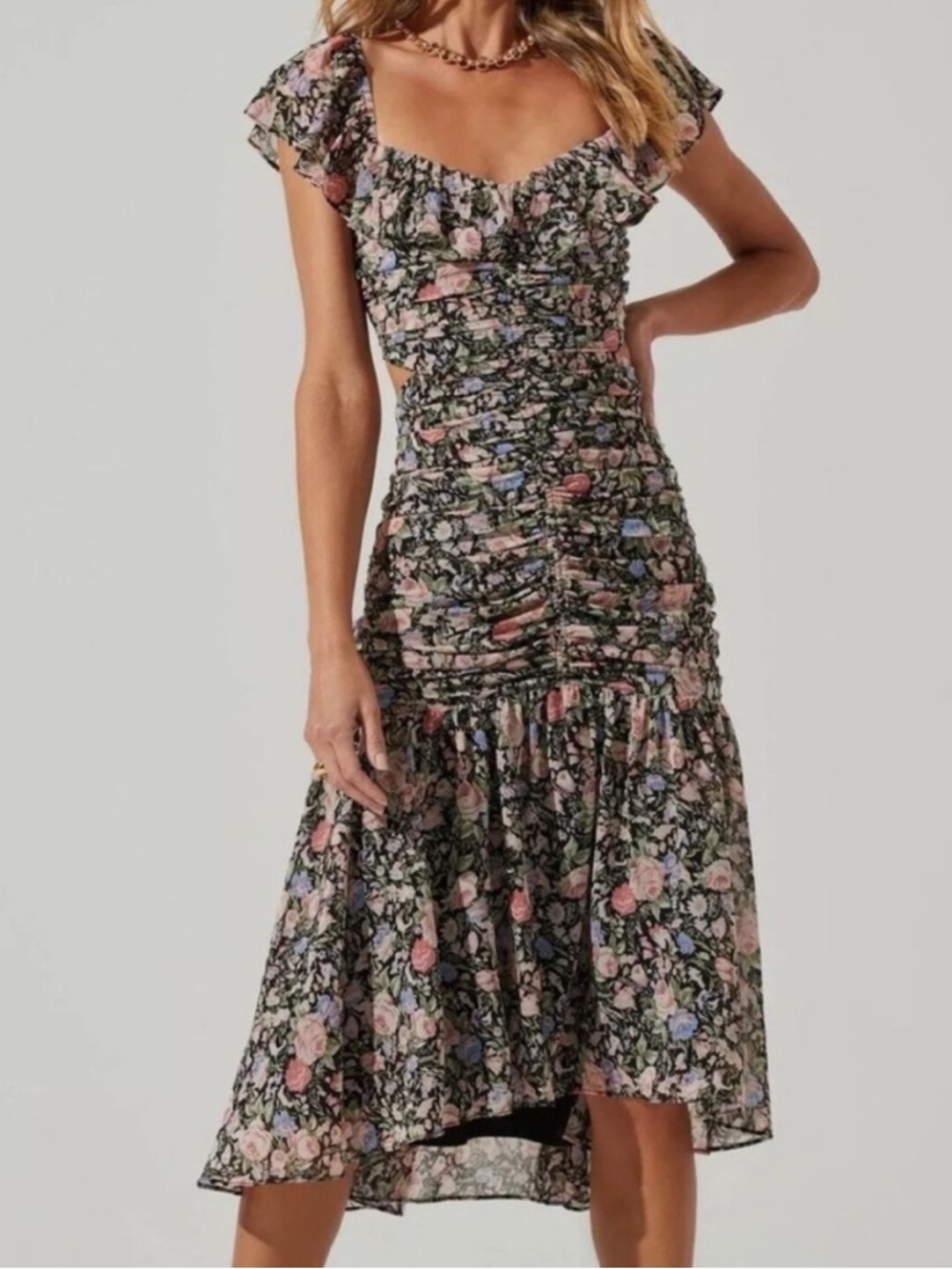 ASTR the Label Devereaux Cutout Floral Midi Dress